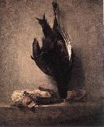 jean-Baptiste-Simeon Chardin Still-Life with Dead Pheasant and Hunting Bag Sweden oil painting artist